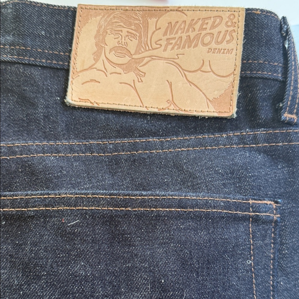 SOLD.     Naked & Famous Denim Dark Indigo Jeans Weird Guy